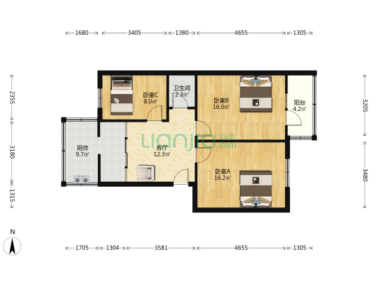 陕西省卫生厅家属院 3室1厅1卫 79平方