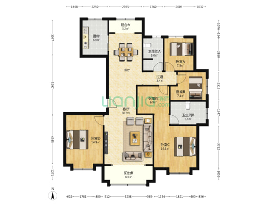 观澜锦上苑 4室1厅2卫 162平方
