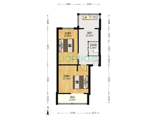一道街 2室0厅1卫 53平方
