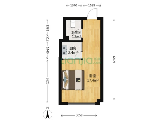 万龙第八城F区 1室0厅1卫 39平方