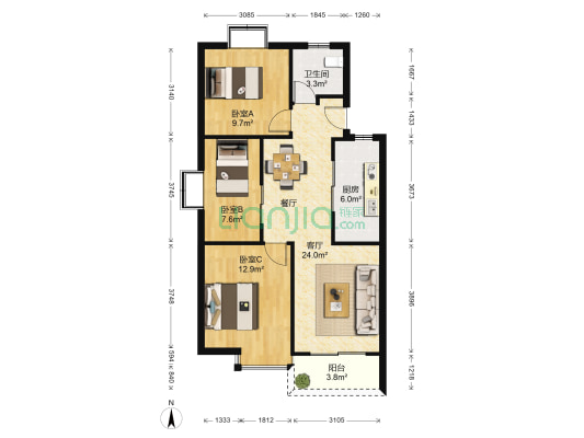 颐景苑 3室1厅1卫 82平方