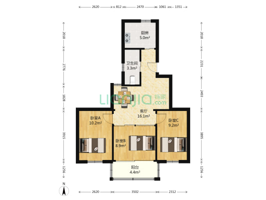 江宁路28号 3室1厅1卫 76平方