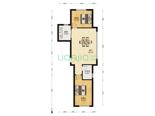 三一新天地 2室1厅1卫 129平方