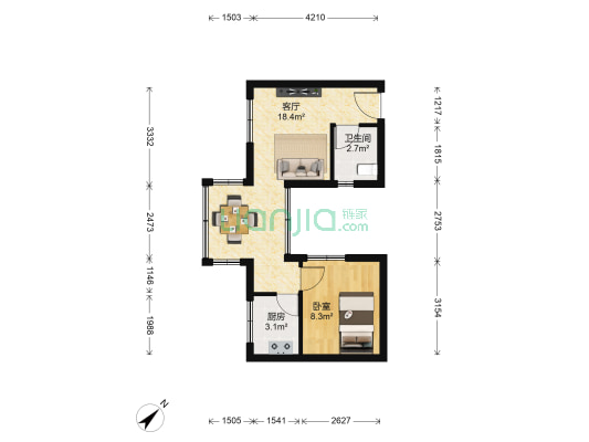 吉绿苑 1室1厅1卫 39平方