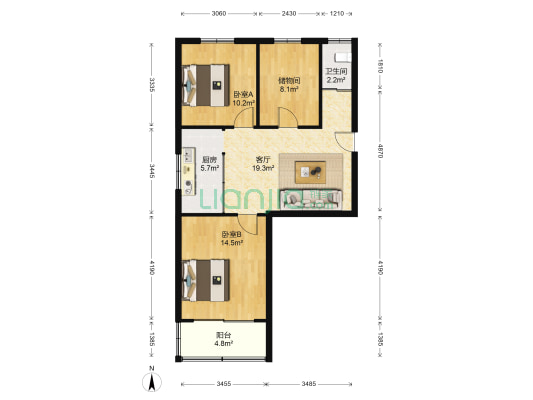 汇文里 2室1厅1卫 76平方