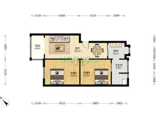 南新街25号 2室1厅1卫 72平方