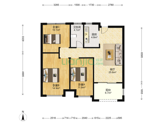 秀山信达城三区 3室1厅1卫 97平方