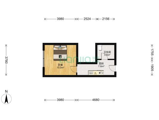 华夏五金机电城 1室0厅1卫 39平方