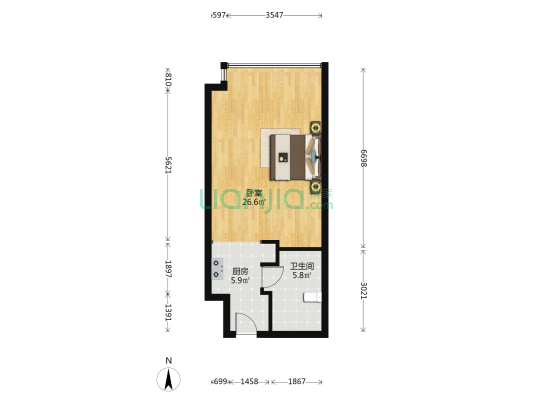 雨花吾悦广场 1室0厅1卫 61平方