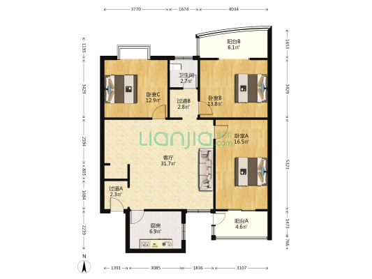 隆府人家 3室1厅1卫 126平方