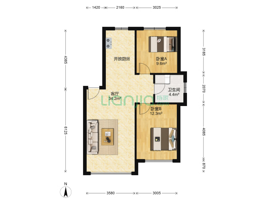 三隆熙湖枫景 2室1厅1卫 79平方