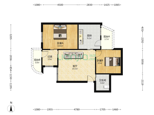 凤山北路 2室1厅1卫 100平方
