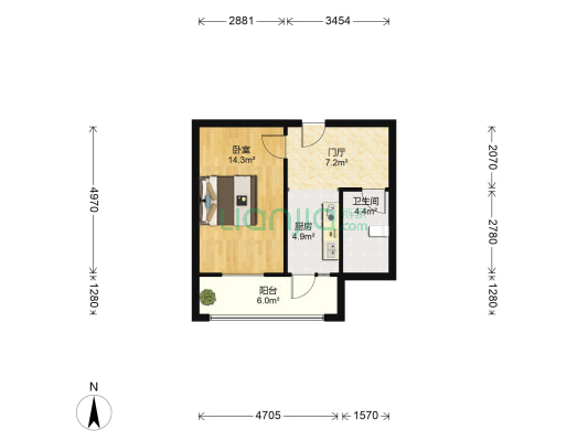 国际花都 1室0厅1卫 50平方