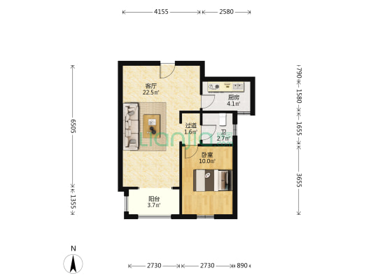 老庄子新村 1室1厅1卫 73平方