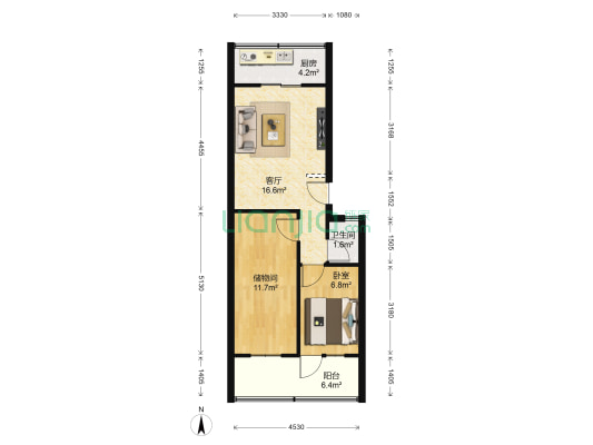长新小区 1室1厅1卫 56平方