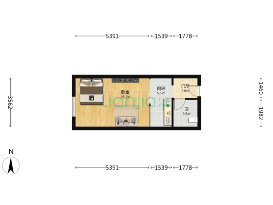 曼哈顿国际公寓 1室0厅1卫 49平方
