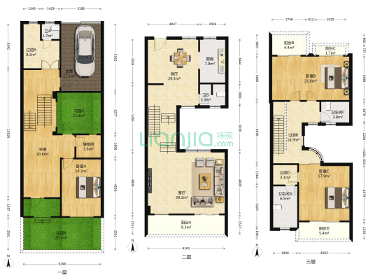 振业城一期 4室2厅4卫 213平方