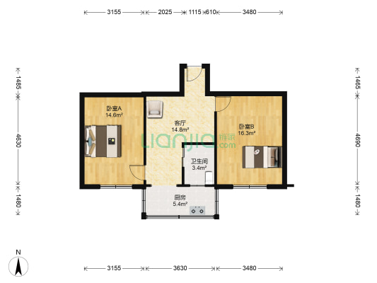 北大街中社区 2室1厅1卫 69平方