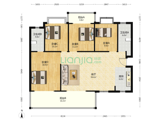 平吉上府 4室1厅2卫 148平方