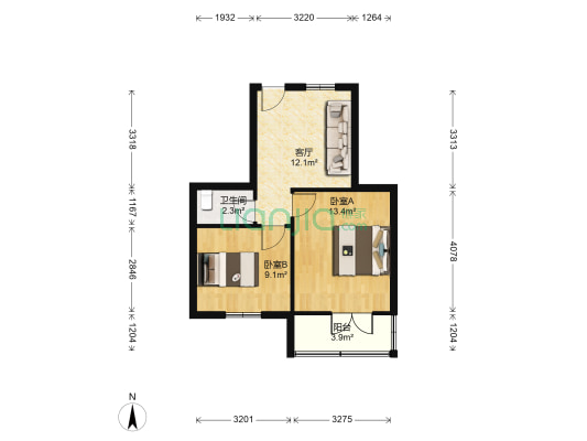 小日晖桥11号 2室1厅1卫 51平方