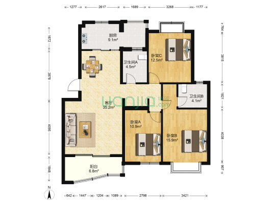 佳和馨居 3室1厅2卫 116平方