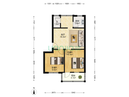 长堽路70号院 2室1厅1卫 57平方