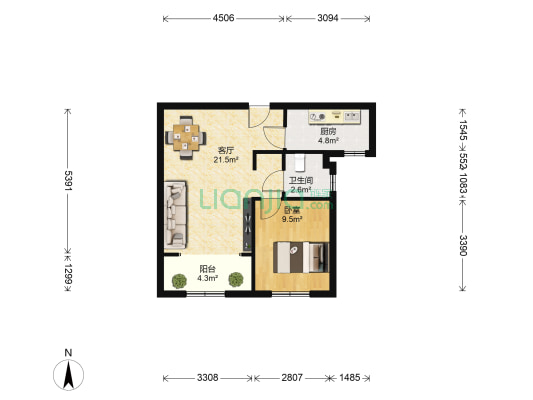 万科春阳花园 1室1厅1卫 64平方