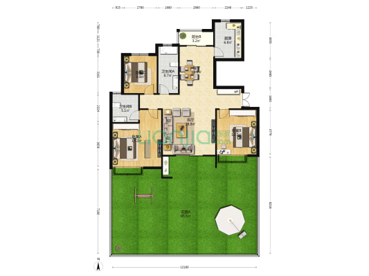 建业桂园 3室2厅2卫 132平方