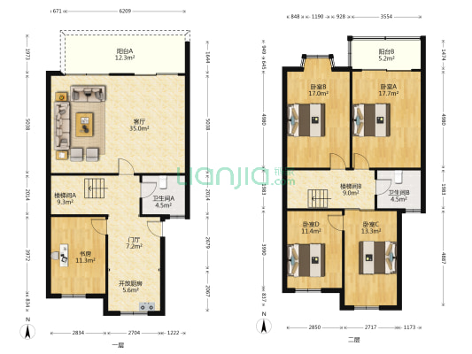 德政园怡心苑 5室1厅2卫 184平方