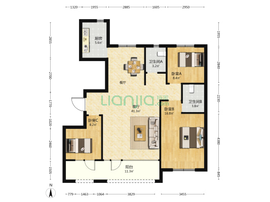 恒信盛宇悦府(青州) 3室1厅2卫 124平方