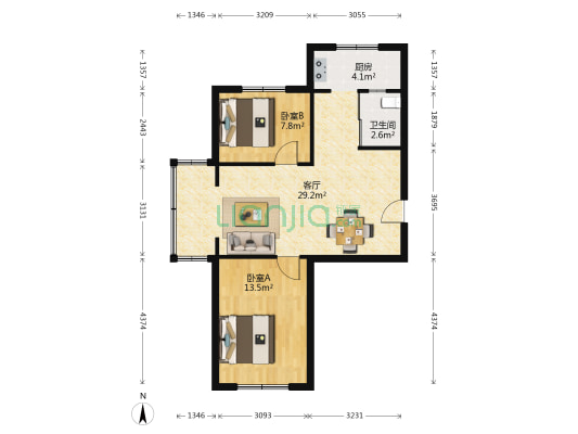 古城新都雅苑 2室1厅1卫 80平方