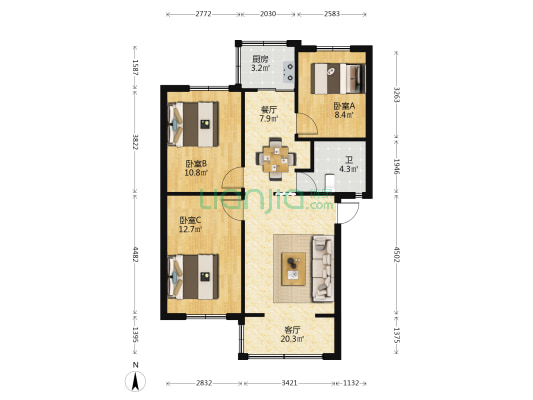 西华小区秋韵里 3室2厅1卫 82平方