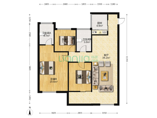 中骏雍景府 3室1厅2卫 115平方