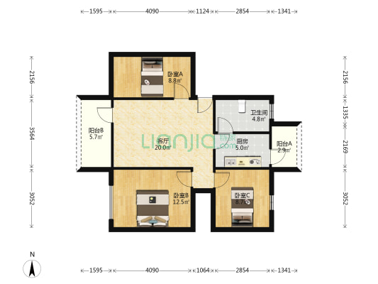 万江万福路 3室1厅1卫 85平方