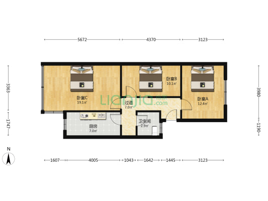 燕庄聚馨花园 3室0厅1卫 74平方