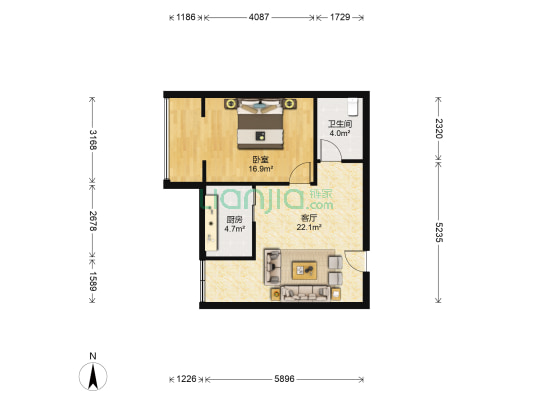 瑞南▪紫郡 1室1厅1卫 66平方