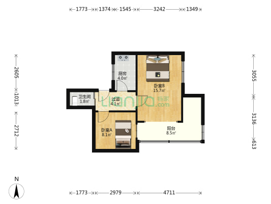 八大湖（宁夏路） 2室0厅1卫 49平方