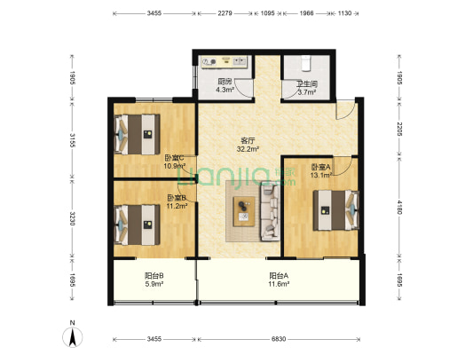 长顺下街67号 3室1厅1卫 88平方
