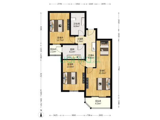 金夕园 3室0厅1卫 99平方