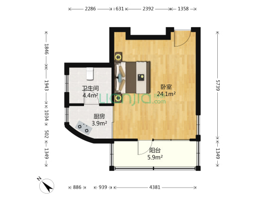 武康路392号 1室0厅1卫 26平方