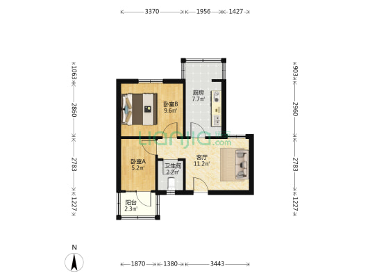 圪塔寺6号院 2室1厅1卫 51平方