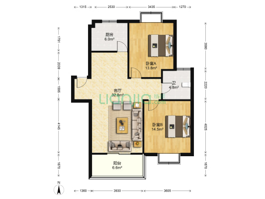 同春小区 2室1厅1卫 88平方