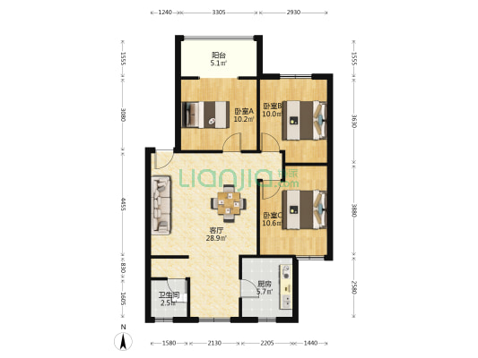 攀枝花大道南段756号 3室1厅1卫 90平方