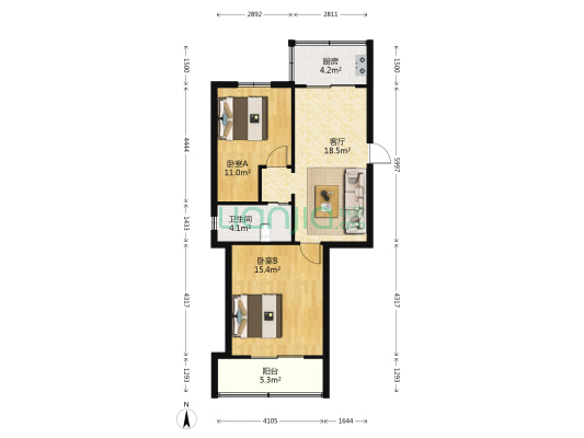 朱方路96号 2室1厅1卫 66平方