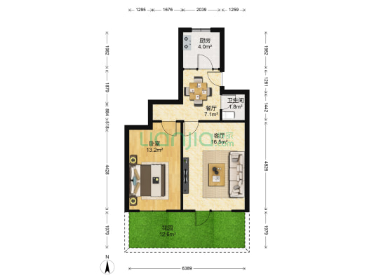 万里厂家属院东村 1室2厅1卫 55平方