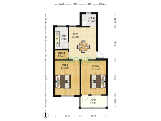 复兴弄 2室1厅1卫 66平方