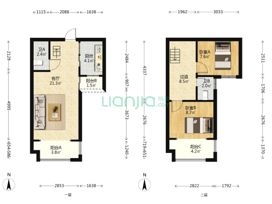 盛世城邦茗园 2室1厅2卫 69平方