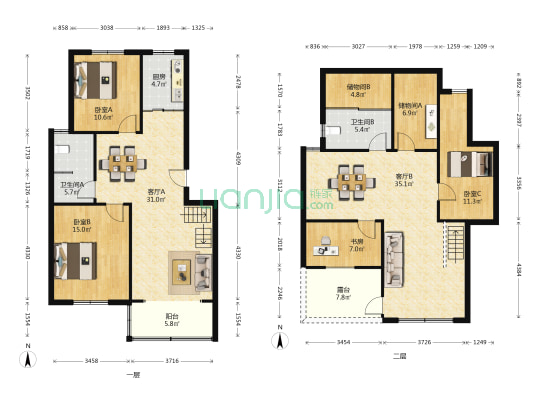 景桥茗苑南区 4室2厅2卫 86平方