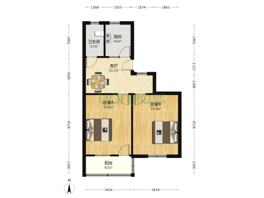 环南二村 2室1厅1卫 68平方