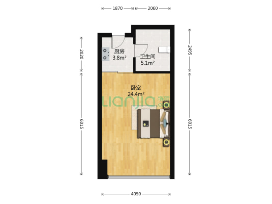 景辰大厦 1室0厅1卫 55平方
